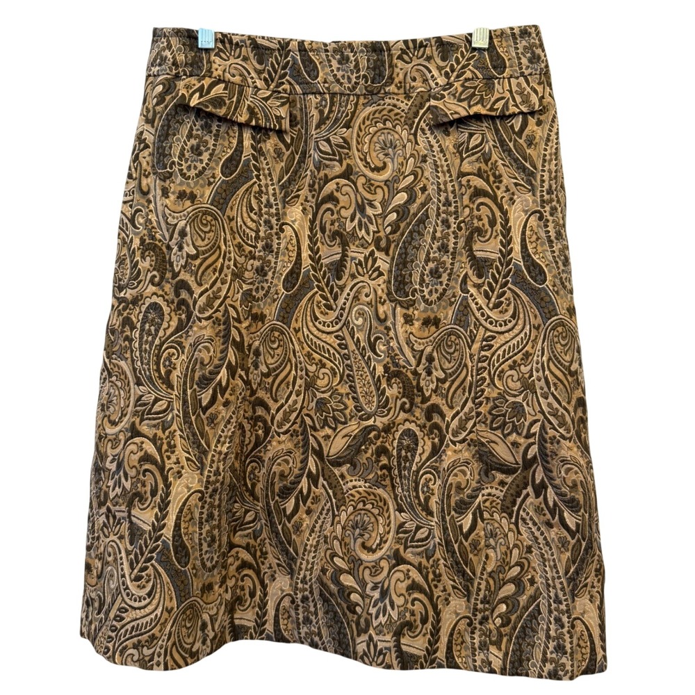 Beautiful Express Paisley Print A-line Skirt Women's Size 6 Neutral Tones & Gold